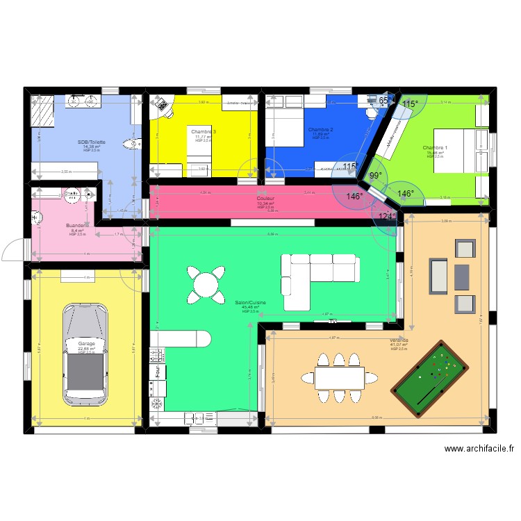 maison 3. Plan de 9 pièces et 181 m2