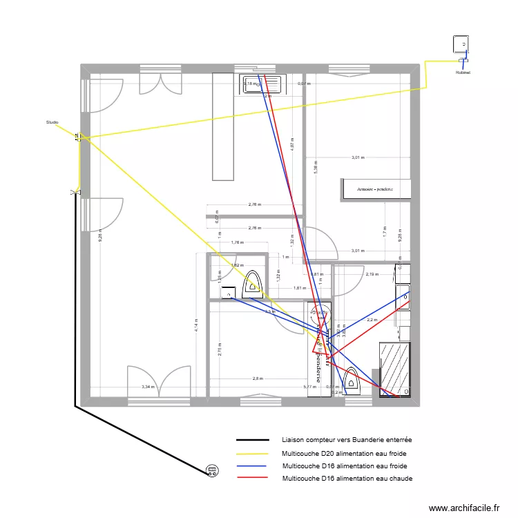 Comp&egrave;re Guilleri 2026 02 24 02 Plomberie. Plan de 2  et 83 m²