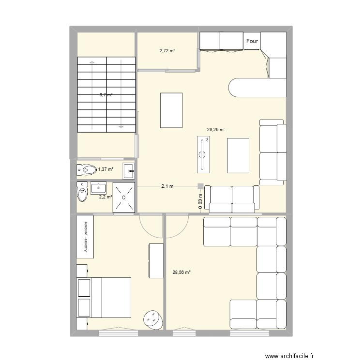 nadorr. Plan de 6 pièces et 73 m2