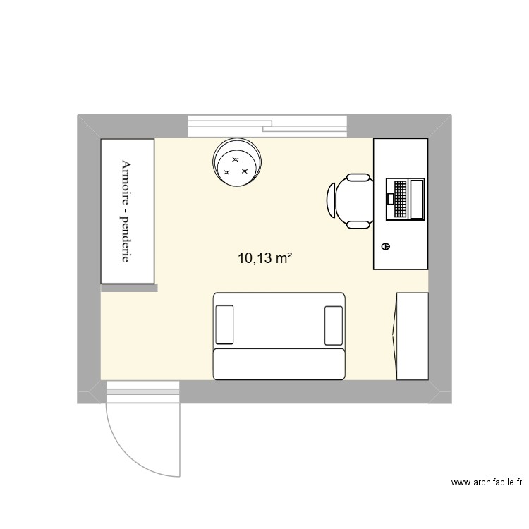 Bureau. Plan de 1 pièce et 10 m2