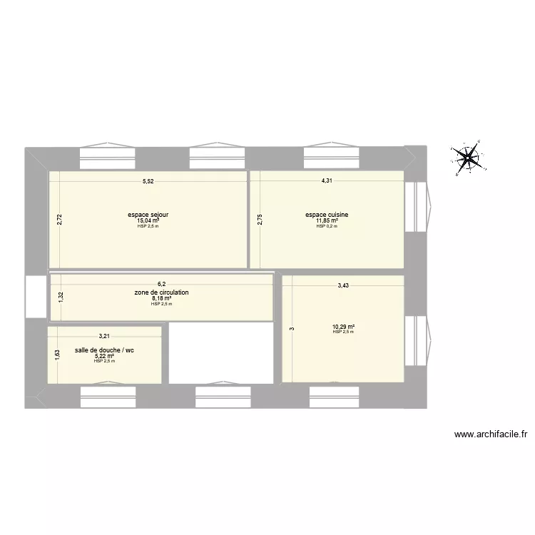 brosserie cloisons / portes / verrieres / meubles. Plan de 5  et 51 m²