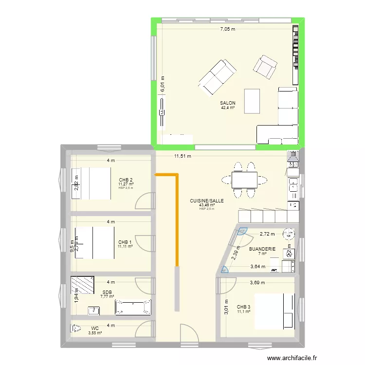 AUL. Plan de 8  et 203 m²