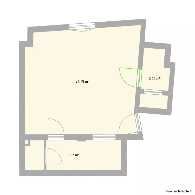 plan Gildas futur. Plan de 3  et 34 m²