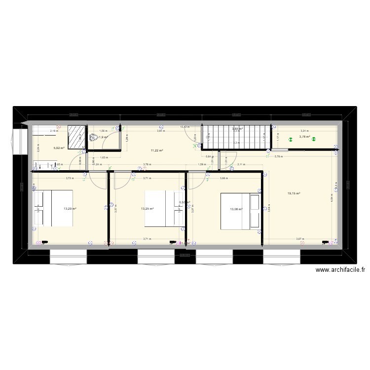 Etage 1sans electhehehe. Plan de 10 pièces et 86 m2
