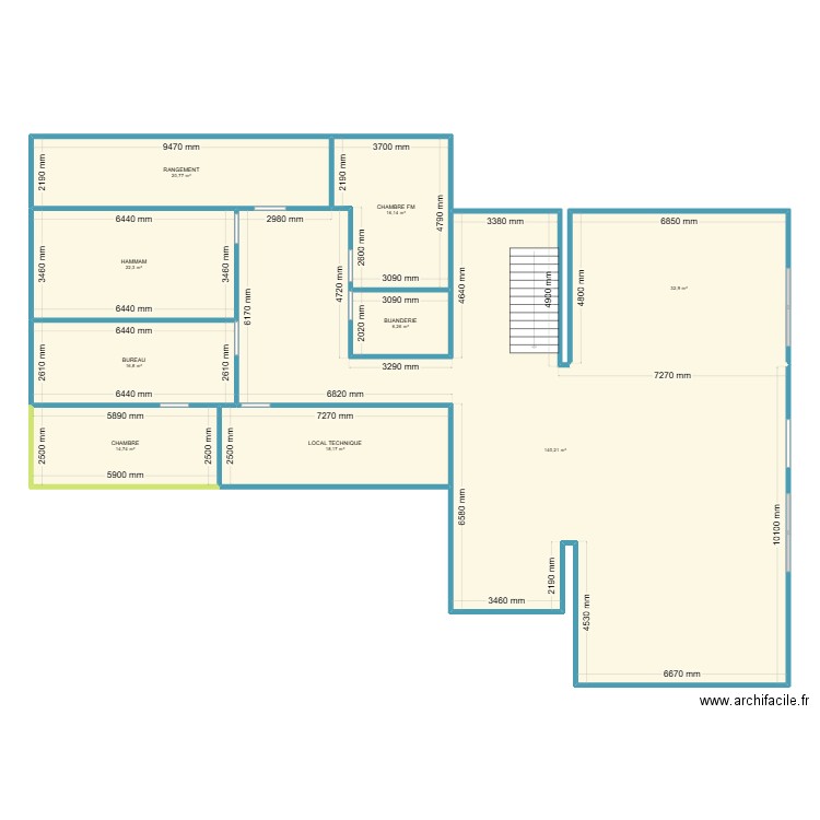 SOUS SOL ZIATEN. Plan de 9 pièces et 288 m2