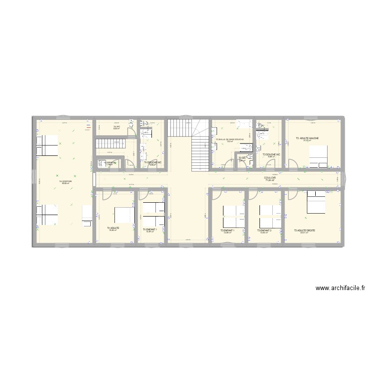 PLAN 2 GM Adé. Plan de 14 pièces et 264 m2