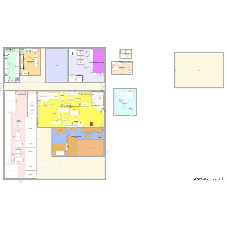 Plan Labo pour modif. Plan de 18 pièces et 2153 m2