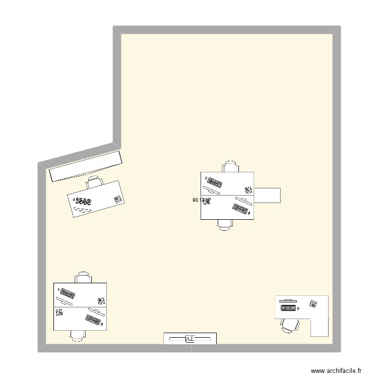 simple. Plan de 1 pièce et 90 m2