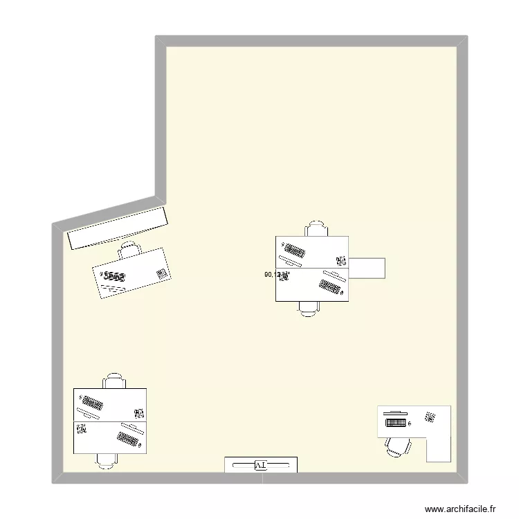 simple. Plan de 1 pièce et 90 m²