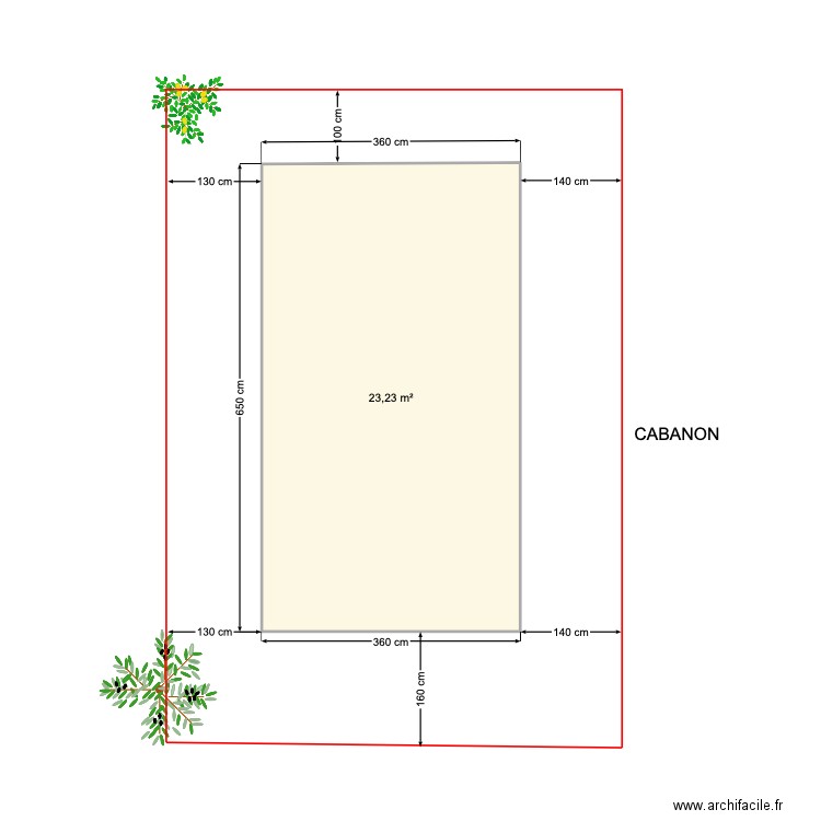 PISCINE COLAS. Plan de 1 pièce et 23 m2