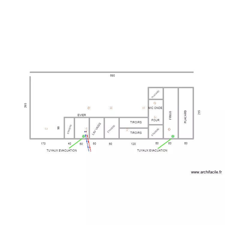 MUR DE CUISINE. Plan de 