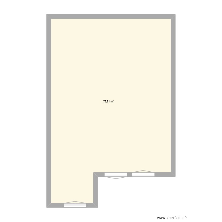 THR. Plan de 1 pièce et 73 m2