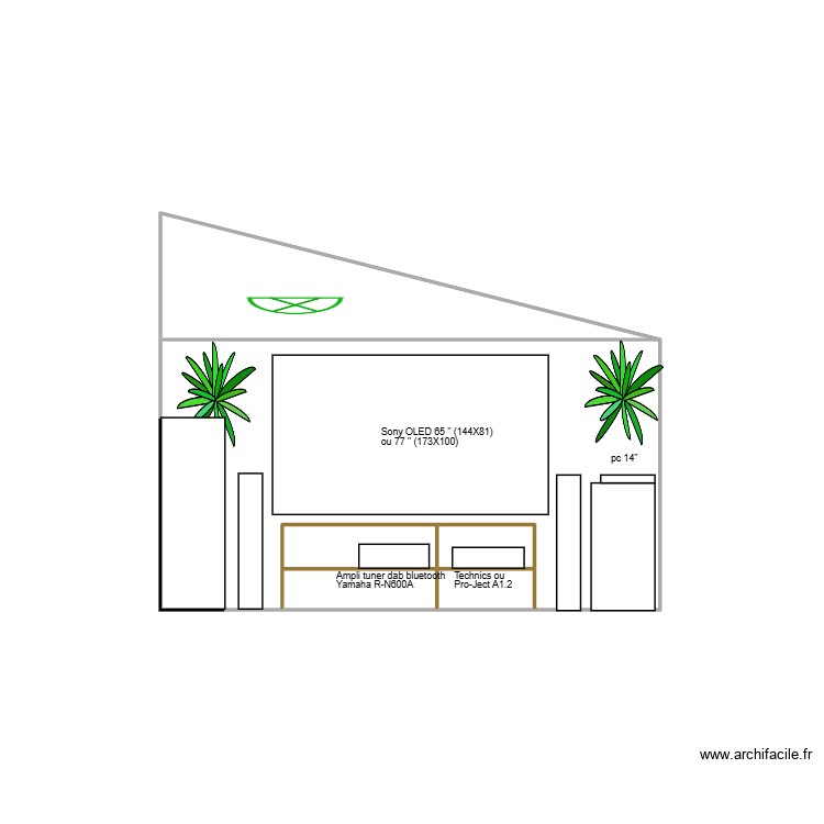 Mur lateral sejour TV &agrave; gauche. Plan de 0 pièce et 0 m2