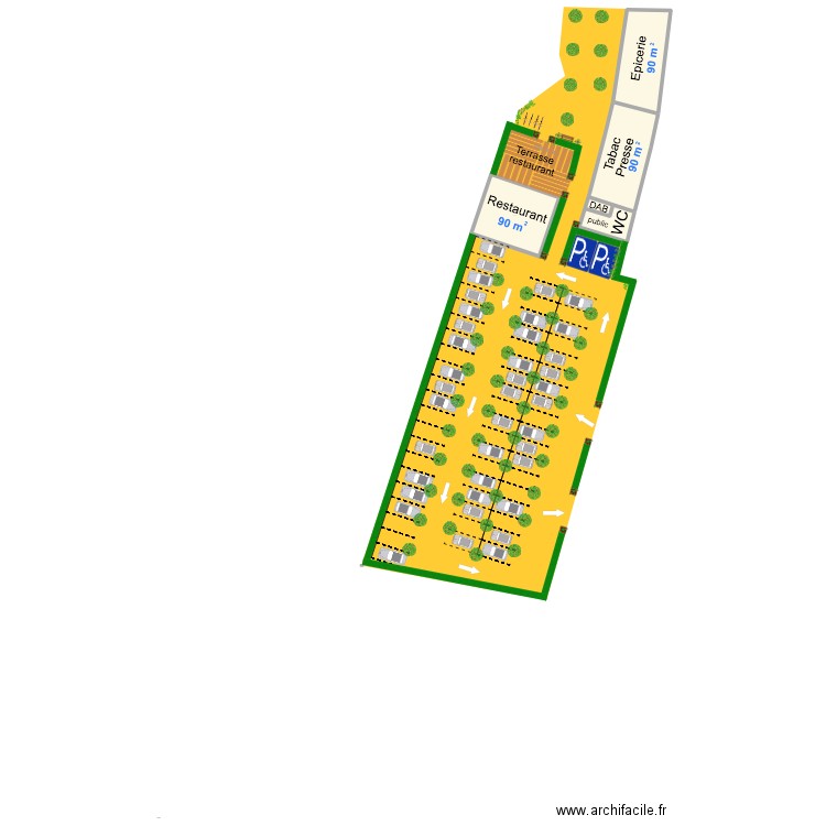 jardin 45. Plan de 3 pièces et 301 m2