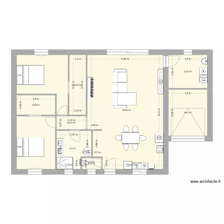 85m2 avec garage separ&eacute;. Plan de 