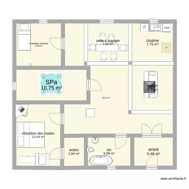 plan 1. Plan de 10  et 98 m²