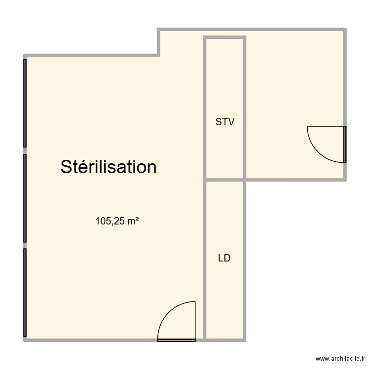 Stérili CHU Helora Mons Kennedy. Plan de 3 pièces et 123 m2