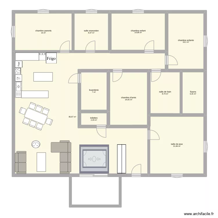 test maison 200m2. Plan de 11  et 199 m²