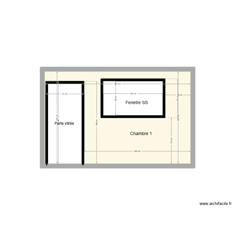 Chambre1 SS vue interieure . Plan de 