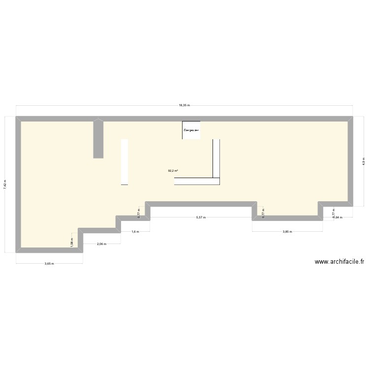 jardin. Plan de 1 pièce et 92 m2