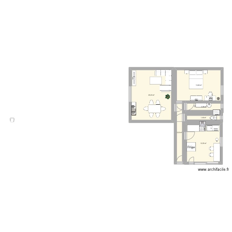 quai d'allier. Plan de 6 pièces et 53 m2