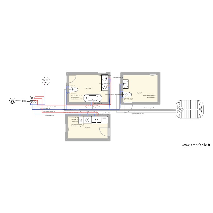 yassine. Plan de 3 pièces et 34 m2