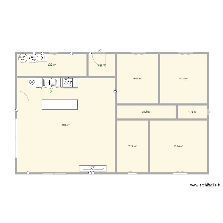 Plan. Plan de 9 pièces et 95 m2