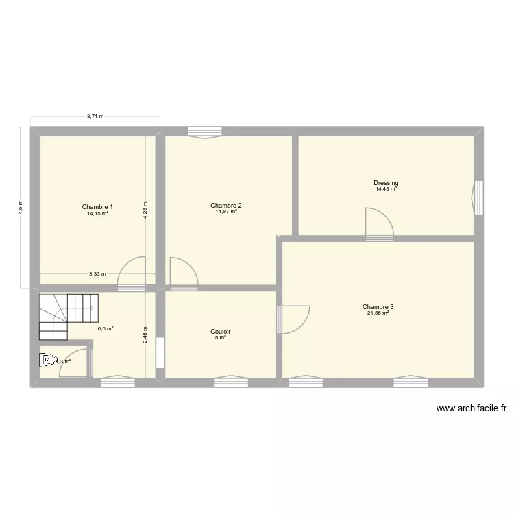 dinant etage. Plan de 7  et 81 m²