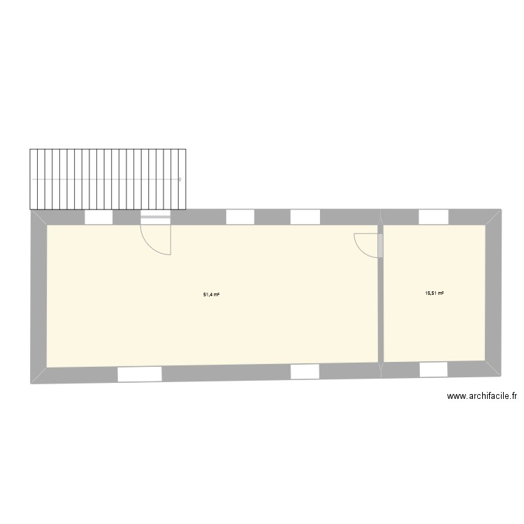 castanet etage. Plan de 2 pièces et 67 m2