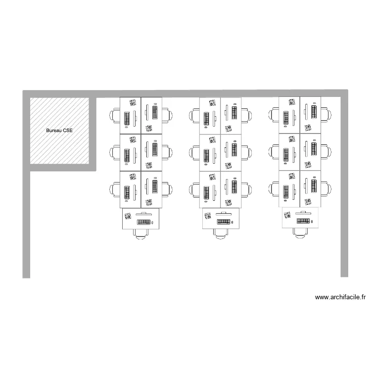 Back Office 5eme &eacute;tage. Plan de 1  et 6 m²