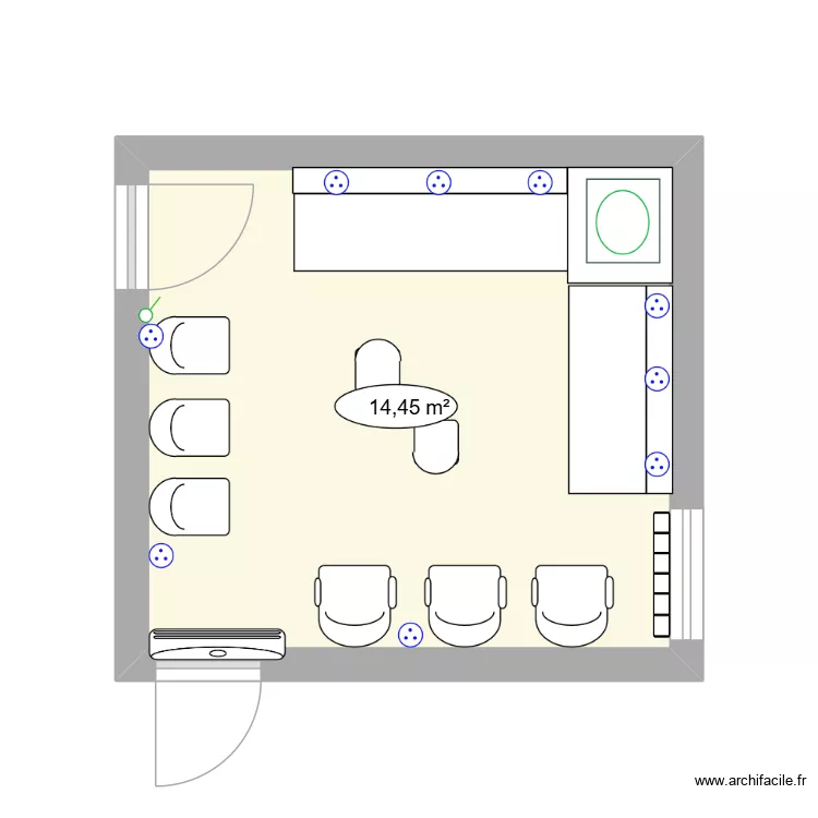 M21 - Formation. Plan de 1  et 14 m²