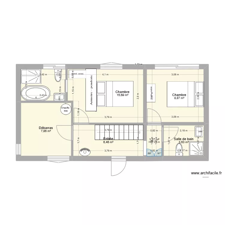 EYGLIERS chambre  extension LBG. Plan de 