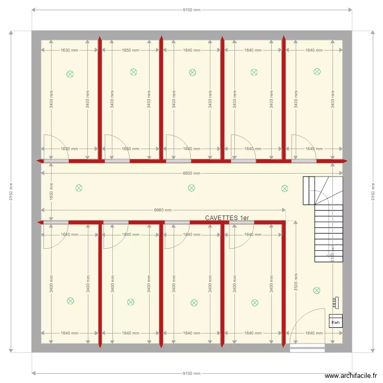 plans cavettes rez &eacute;clairages. Plan de 