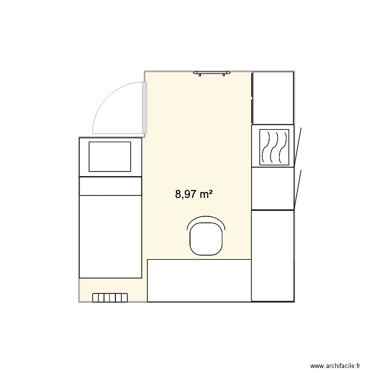 rishebergi. Plan de 1 pièce et 9 m2