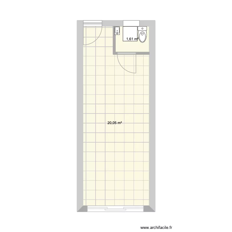 local 2. Plan de 2 Pièces et 22 m²