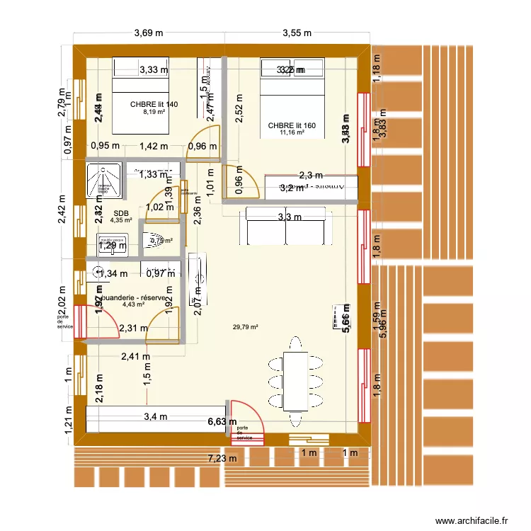 JP09. Plan de 6  et 59 m²
