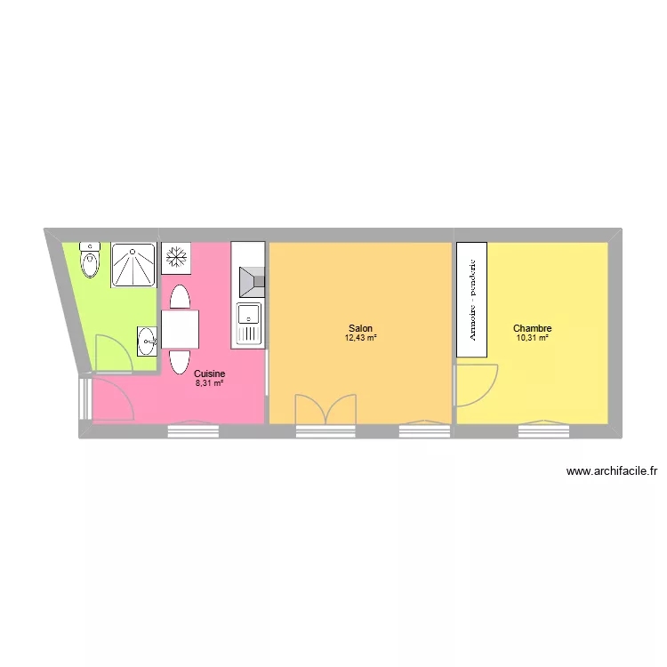BOYER projet. Plan de 4  et 35 m²