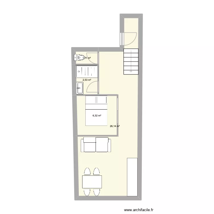 BEDARRIDES 2. Plan de 4  et 36 m²