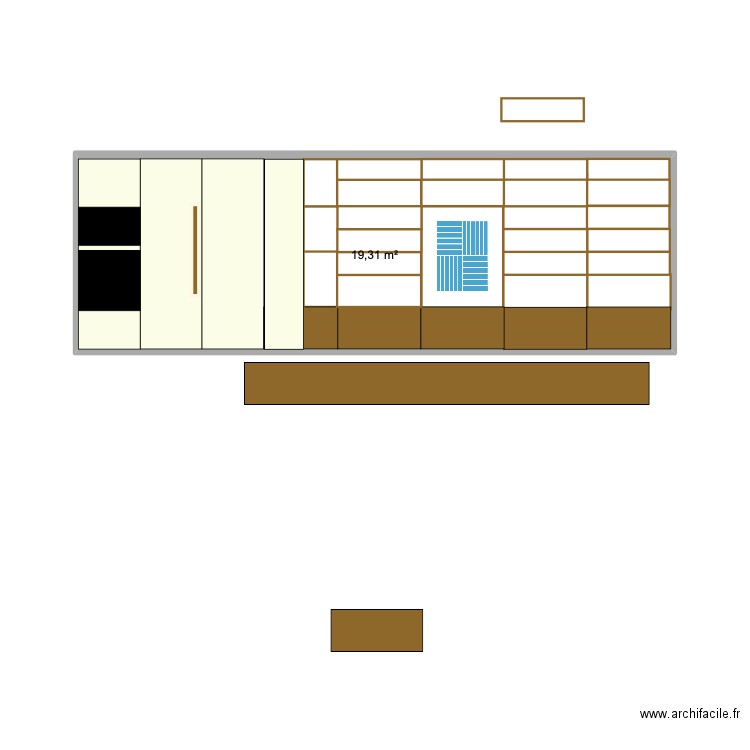 bibliotheque 1. Plan de 1 pièce et 19 m2