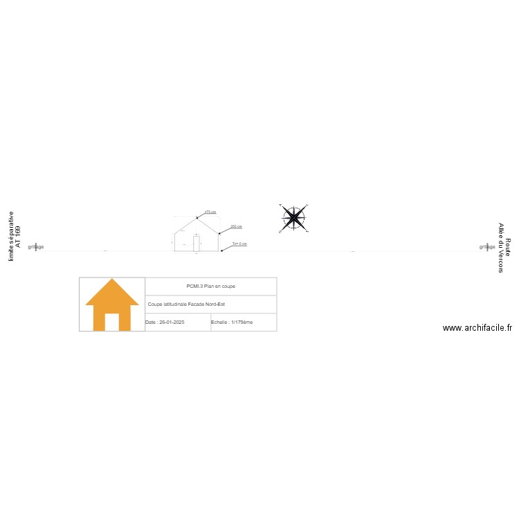 garage coupe latitudinale. Plan de 0 pièce et 0 m2
