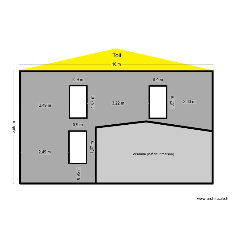 facade veranda. Plan de 2 et 56 m² facade veranda. Plan de 2 et 56 m²