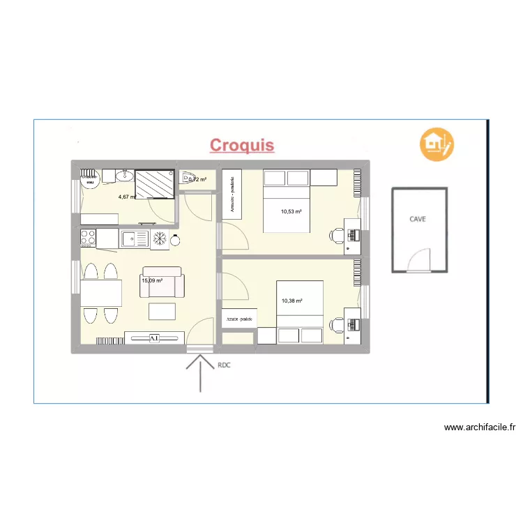 Appartement Asnieres. Plan de 