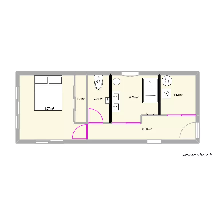 maison ploneis 2. Plan de 6  et 35 m²