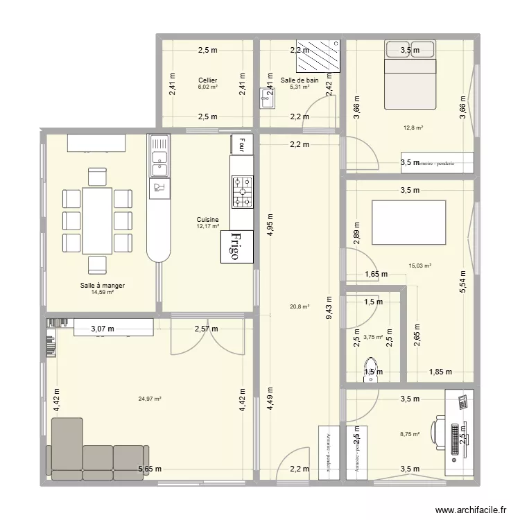 Maison3. Plan de 10 et 124 m² Maison3. Plan de 10 et 124 m²