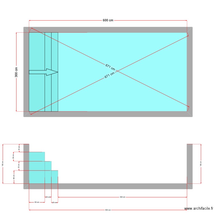 piscine 6666. Plan de 1 pièce et 18 m2