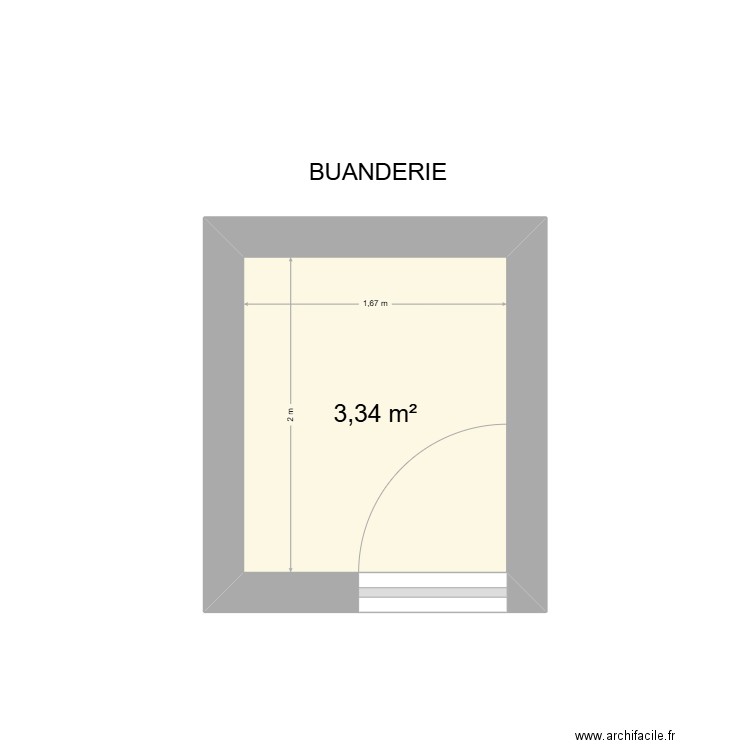 BUANDERIE SURFACE. Plan de 1 pièce et 3 m2