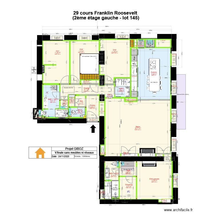 29 crs FR v.finale sans meubles ni réseaux. Plan de 49 pièces et 149 m2
