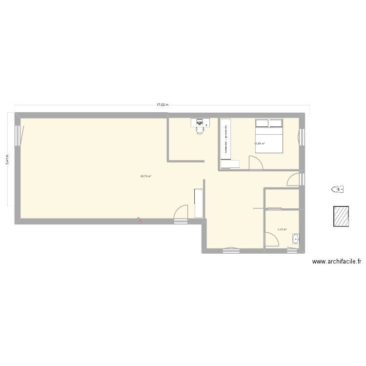 genay2. Plan de 3 pièces et 102 m2