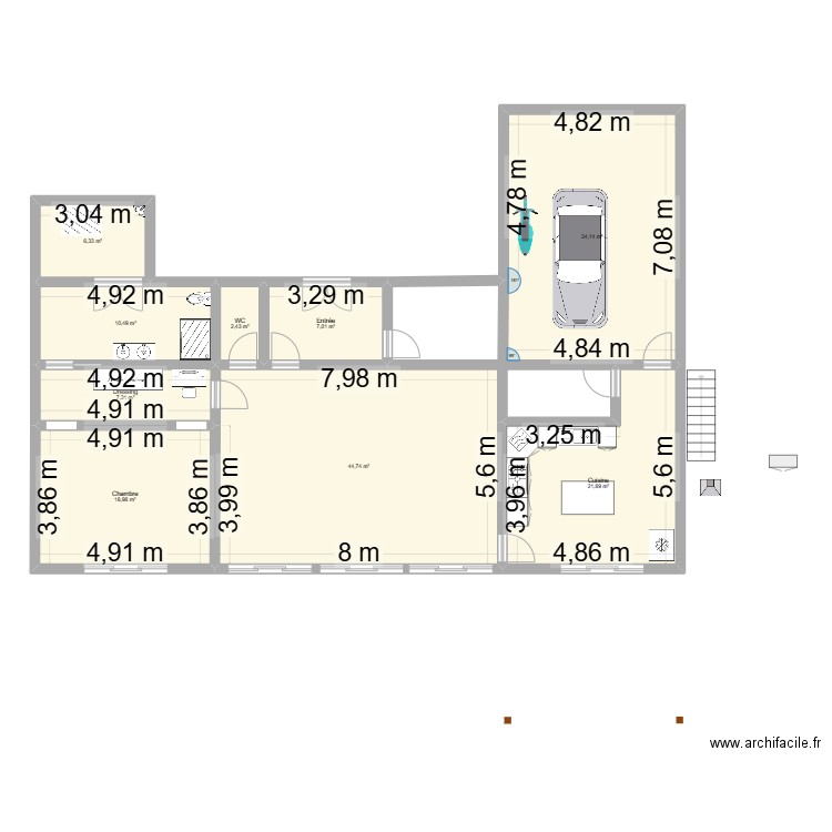 Maison 2. Plan de 9 pièces et 153 m2