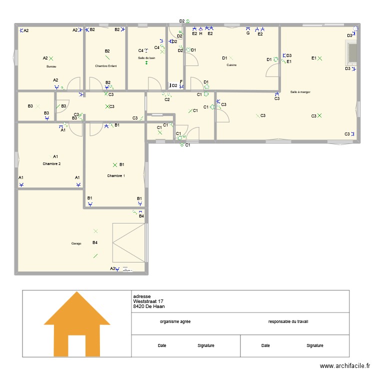 Maison Xavier. Plan de 12 pièces et 203 m2